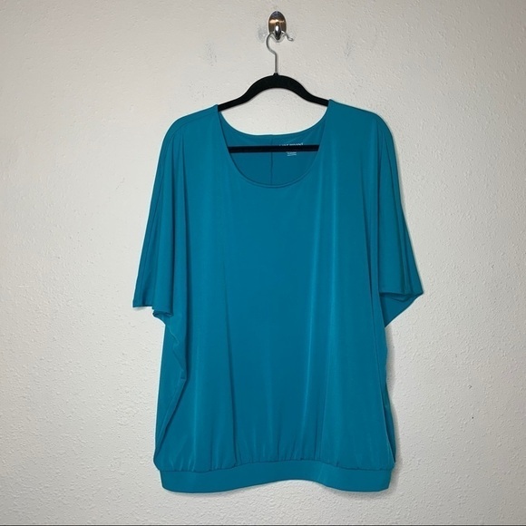 Lane Bryant Blue Solid Flutter Sleeve Blouse Top - Picture 1 of 4